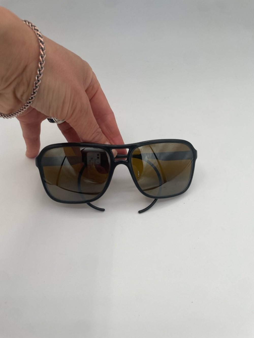 VINTAGE Vuarnet Pouilloux France Designer Aviator Black Sunglasses w/Ear Wraps